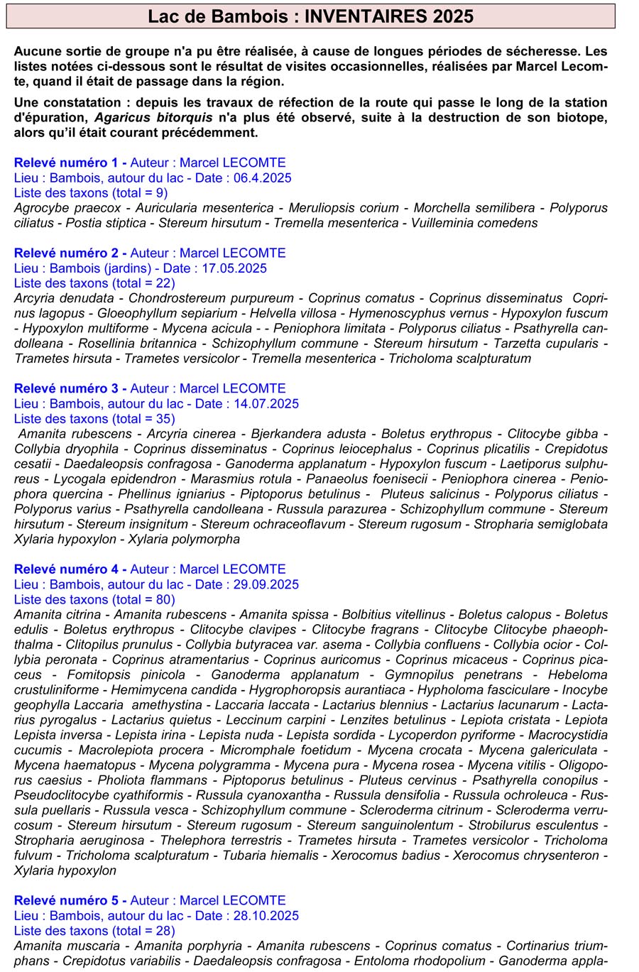 Groupe d'Inventaire du Lac de Bambois (GILB).