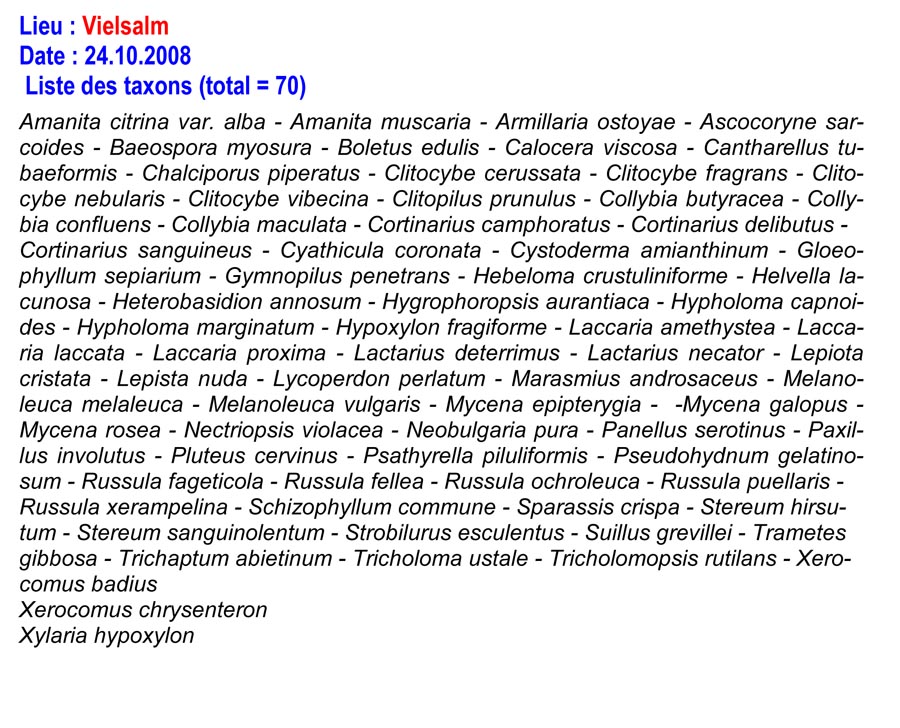 Groupe d’Inventaire des champignons de Wallonie, liste