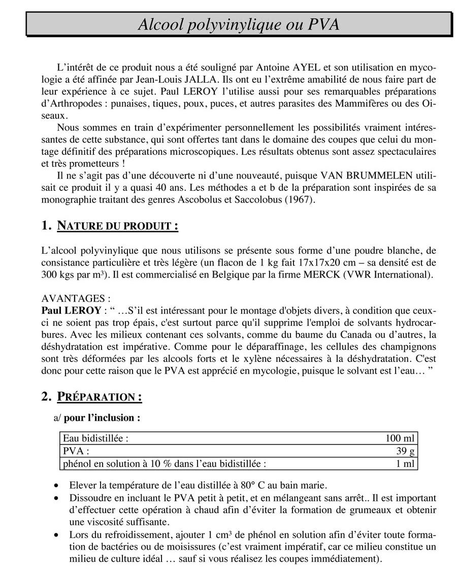 Alcool polyvinylique (PVA)