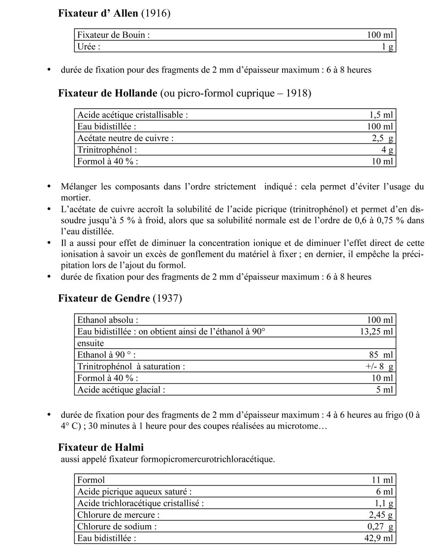 Fixateurs à base d’acide picrique et de formol 