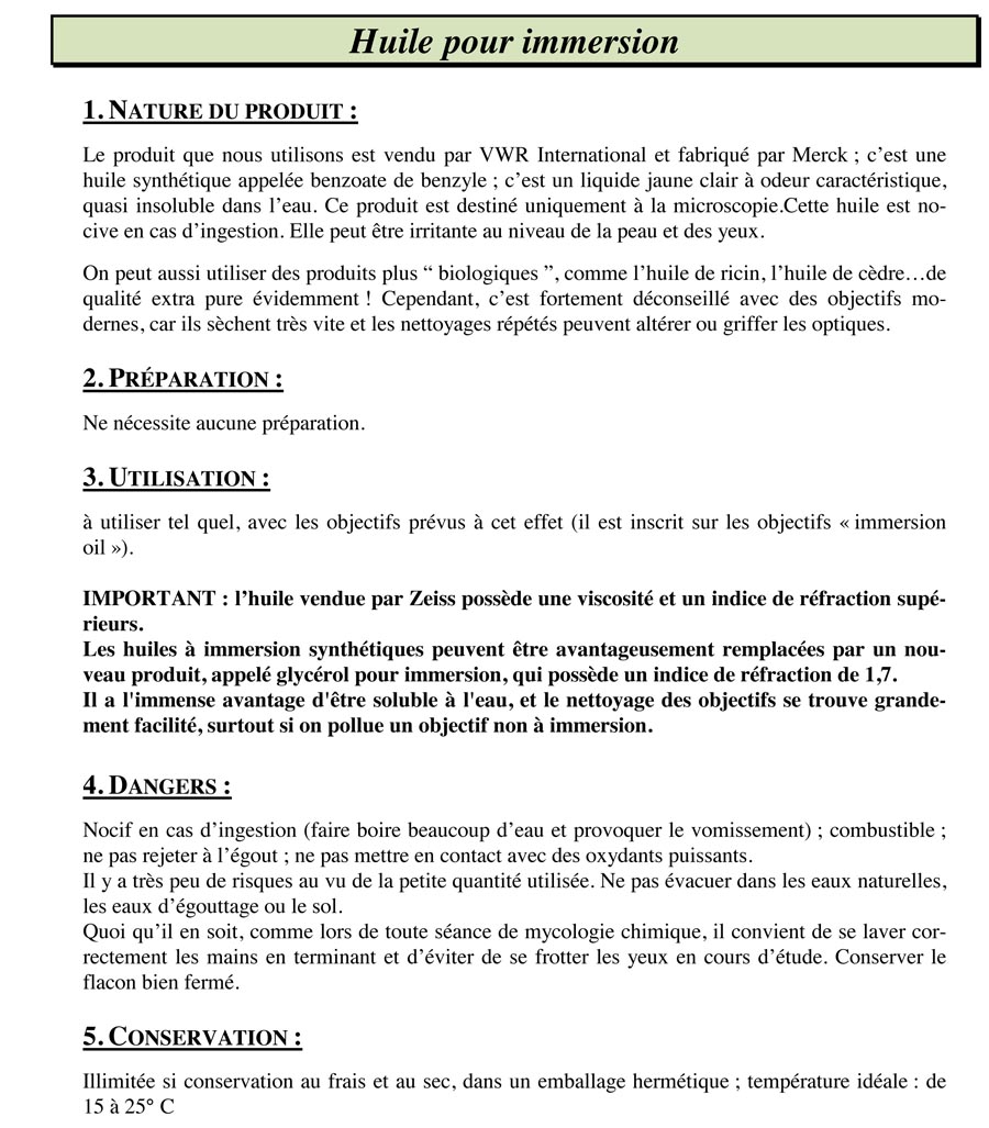 Huile pour immersion