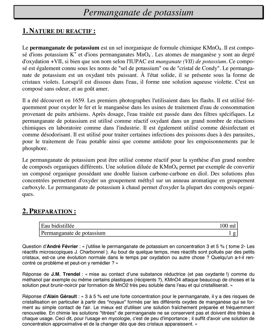 Permanganate de potassium