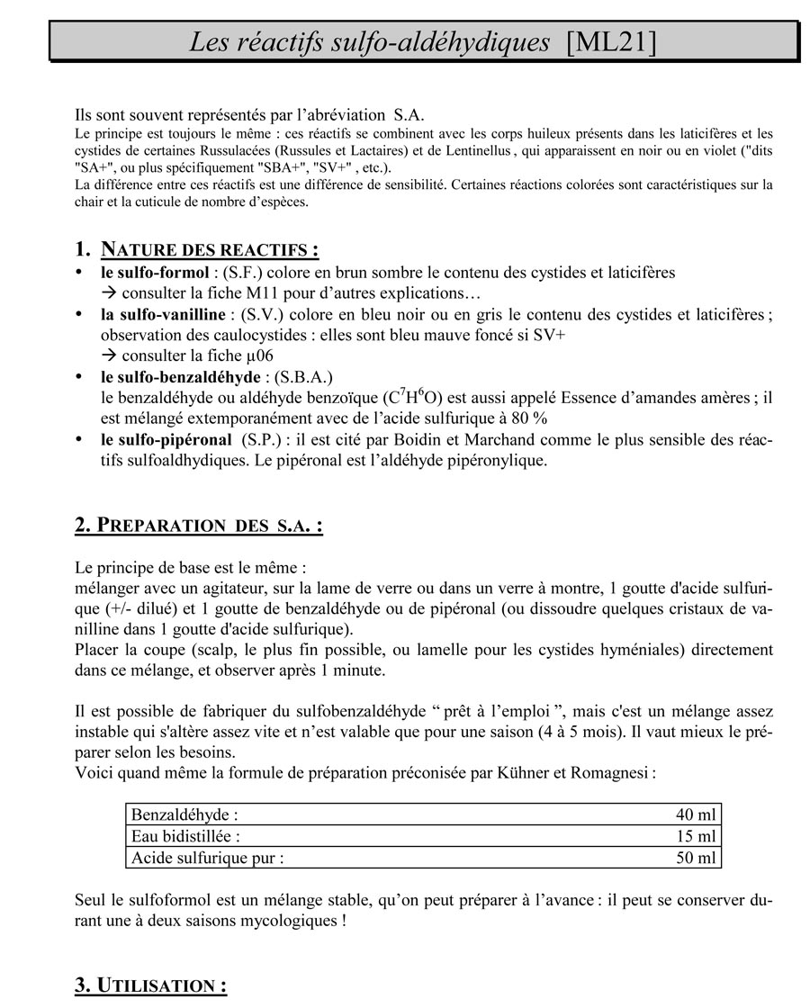 Réactifs sulfo-aldéhydiques