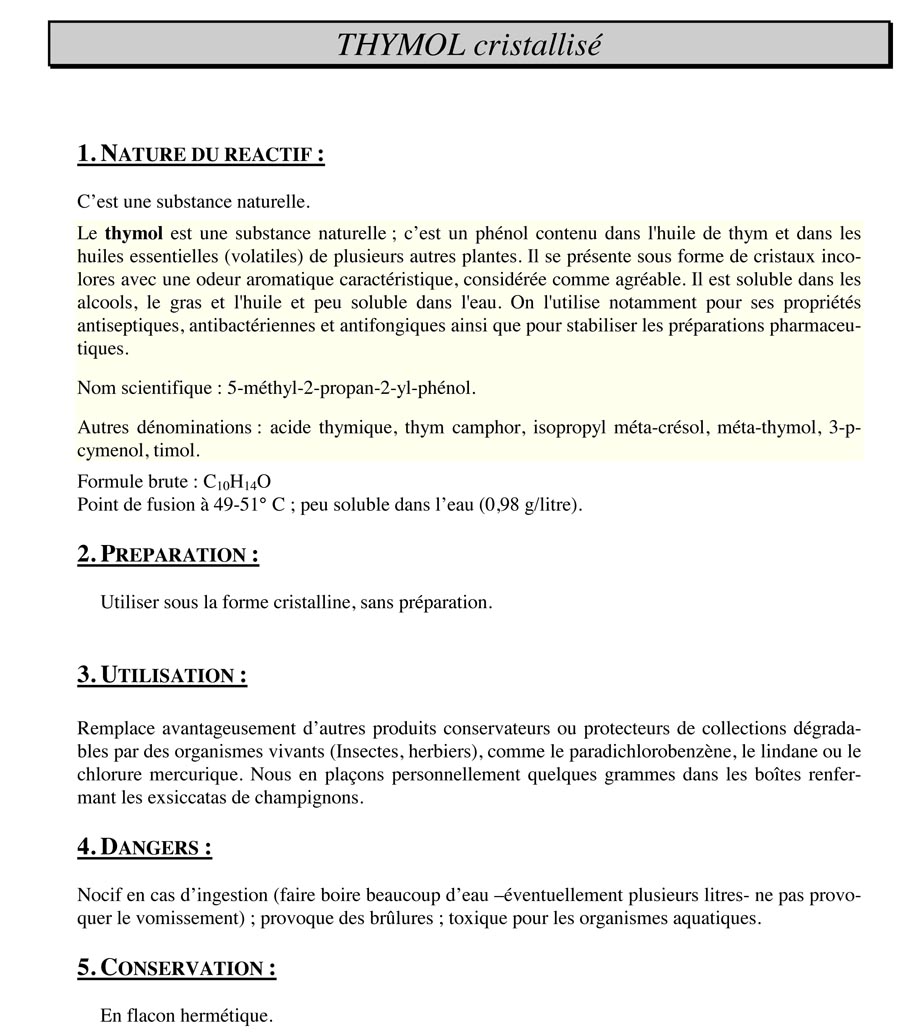 Thymol cristallisé